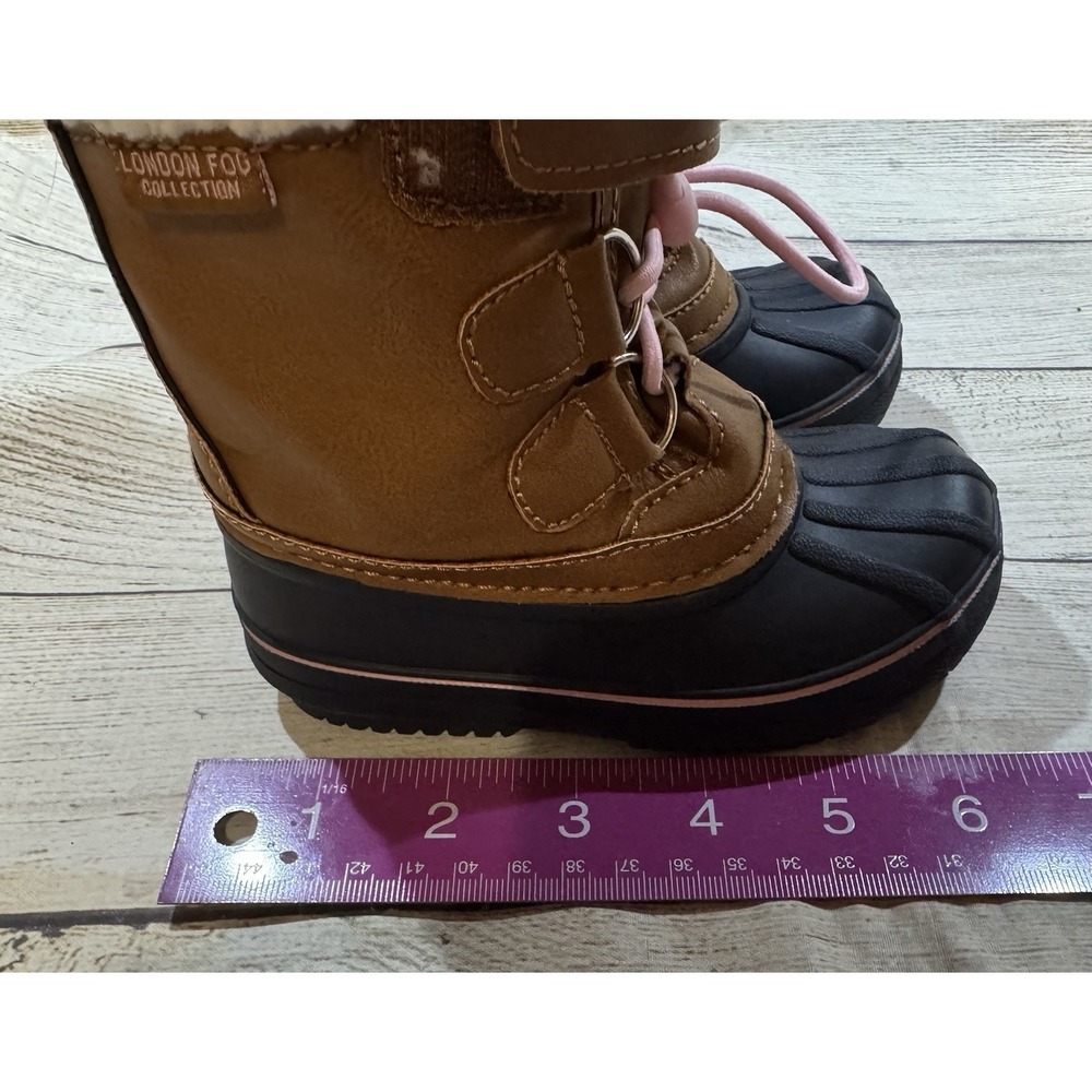 Toddler Girls London Fog Winter Snow Boots Hook Loop Brown Blue Size 6 - Picture 6 of 7